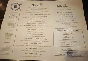 Menu  at Sorghum & Salt in Charleston