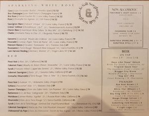 Drink menu at Sorghum & Salt in Charleston