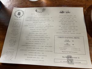 Menu  at Sorghum & Salt in Charleston