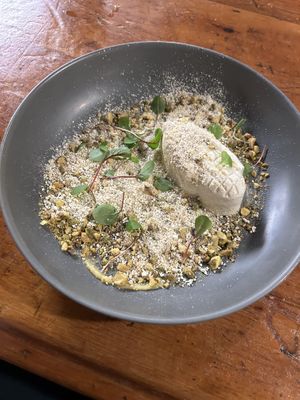 White chocolate Corn mousse  at Sorghum & Salt in Charleston