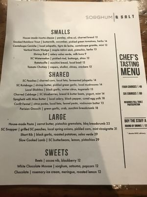 Love the option to buy the staff a round of drinks. (Wanted to do it but forgot) at Sorghum & Salt in Charleston