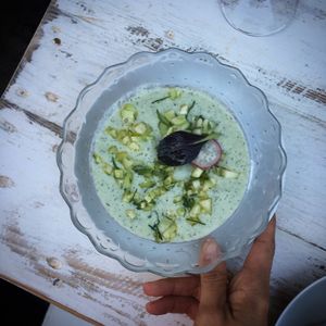 Chilled cucumber soup at The Seed in Mallorca