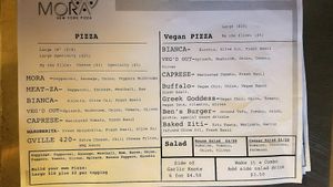 Menu at Mora Pizza in Miami