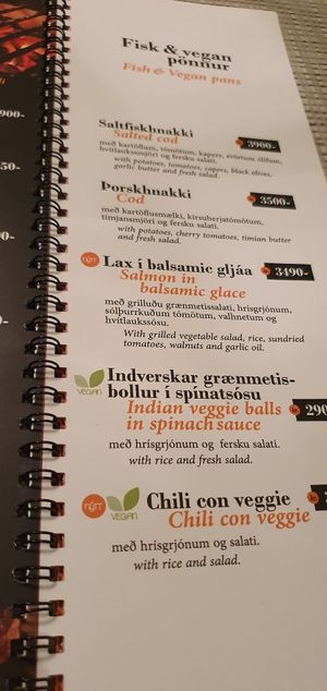 Menu pt 2 at Salt Cafe & Bistro in Egilsstadir