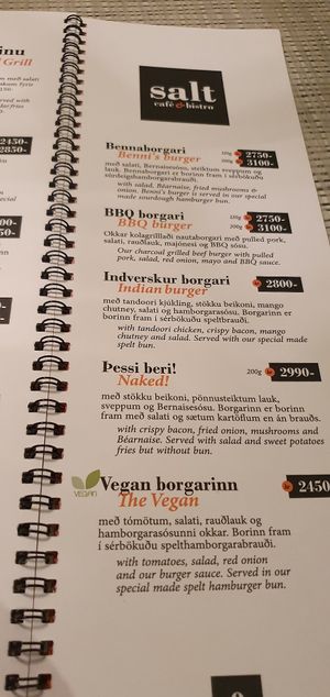 Menu pt 3 at Salt Cafe & Bistro in Egilsstadir