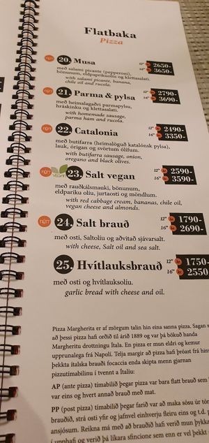 Menu pt4 at Salt Cafe & Bistro in Egilsstadir