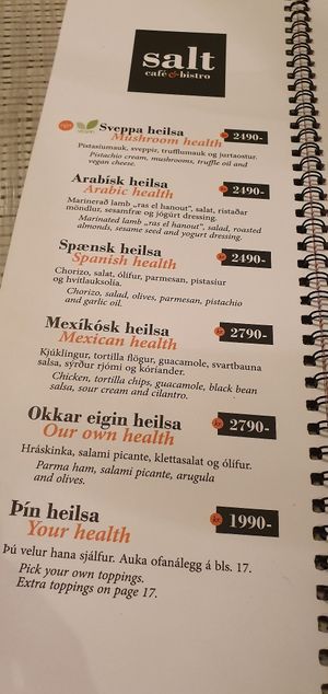 Menu pt 6 at Salt Cafe & Bistro in Egilsstadir
