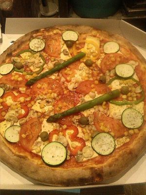 Vegan pizza with tofu. at Pizzerija Pod Gradom Dolhar in Trzic