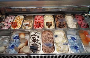 Vegan ice cream is labelled. at Slascicarna Polansek in Prevalje