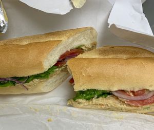 Chickpea “tuna” salad wedge  at Carmine's Italian Deli in Elmsford