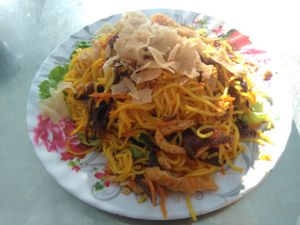 The tumeric noodle dish at Thien Nhan in Hue