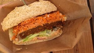 Moi j’ai pris celui épicé ^_^  at Hank Cuisine Végétale - Rochechouart in Paris