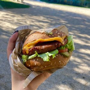 GF cheeseburger   at Hank Cuisine Végétale - Rochechouart in Paris