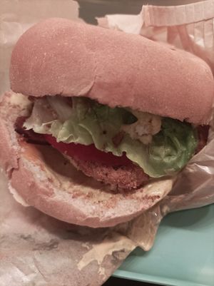 Why is it so hard to take a good picture of a burger?! It was 1000% better than it looks in this photo... at Hank Cuisine Végétale - Rochechouart in Paris
