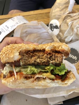 L’Allume burger (with the Beyond Meat patty)!! Worth the extra 2 euro! at Hank Cuisine Végétale - Rochechouart in Paris