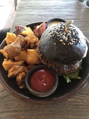 Vegetarian Burger at Genius Cafe in Sanur