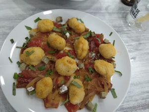 Ñoquis de polenta con verduras y daditos de queso curado at Kinetic in Mataro