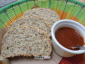 whole wheat bread served with salsa at Origenes Organicos - Hipodromo Condesa in Mexico City