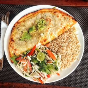 Enchilada, plate weighed a ton. So filling! at Pumpernickel Bakery and Babylon Cafe in Pokhara