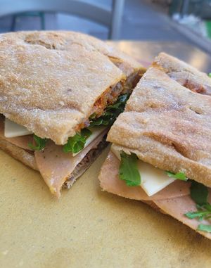 vegan cheese and ham, delicious! at Duecento Gradi in Rome