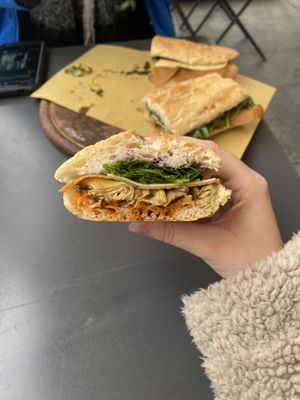 Inside of the sandwich   at Duecento Gradi in Rome