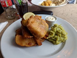 Vegan fish and chips at The Market Pub in Chesterfield