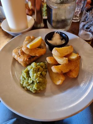 Vegan fish and chips at The Market Pub in Chesterfield