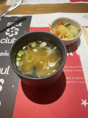 Miso soup  at  Wagamama - Hammersmith in West London