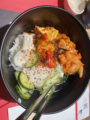 Gochujang rice bowl with silken tofu  at  Wagamama - Hammersmith in West London