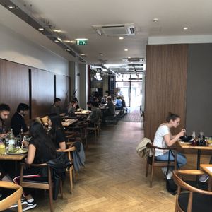 Inside large eatery. Modern  at  Wagamama - Hammersmith in West London