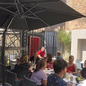 Outside seating away from the traffic and cars! Rare in London  at  Wagamama - Hammersmith in West London