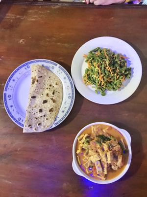 Tofu curry & green long bean salad at Marie Min in Mandalay