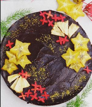 Choco-mango raw vegan tart at Hostal Patio de 27 in Havana