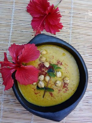 creamy chickpea soup at Hostal Patio de 27 in Havana