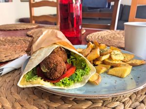 Falafel wrap or Durum or kebabs   at Vegisso in Istanbul