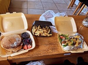 Philly cheesesteak sub and fries  at Causeway Cafe in Belfast