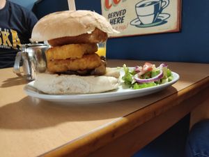 Vegan big breakfast bap at Causeway Cafe in Belfast