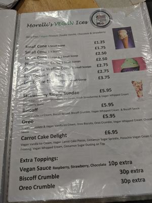Vegan drinks and desserts menu at Causeway Cafe in Belfast