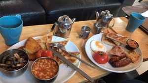 Mine vs his breakfast  at Causeway Cafe in Belfast