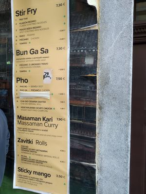 Menu at Osha in Ljubljana