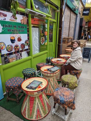 Exterior in Brixton market at Light of Africa in South West London