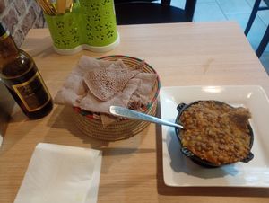 Kik wot with a side on injera. at Light of Africa in South West London