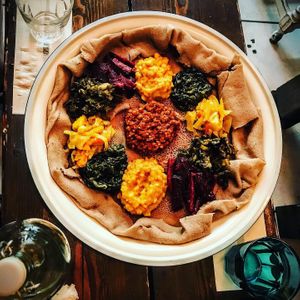 Vegan sharing platter  at Light of Africa in South West London