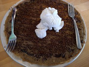 Death by dutch chocolate with vegan pancake and vegan ice cream at VanGogh's Eeterie in Springfield