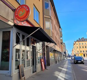 Shop front at Curry India in Uppsala