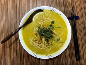 coconut curry ramen at No Meat Burger Health in Busan