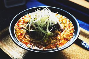 Hot full or soft tofu ramen Japan. at No Meat Burger Health in Busan