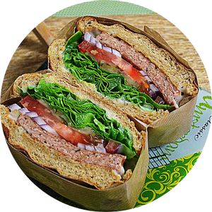  A hamburger made of kongpaeti at No Meat Burger Health in Busan