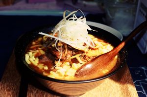 Tomato soup made of Japanese style of ramen at No Meat Burger Health in Busan