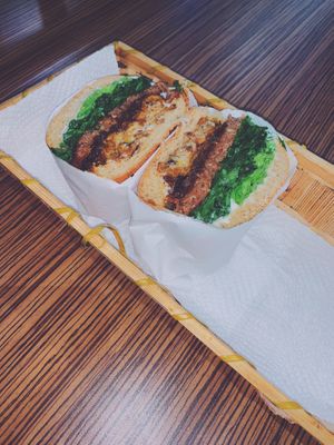 Ginger burger at No Meat Burger Health in Busan